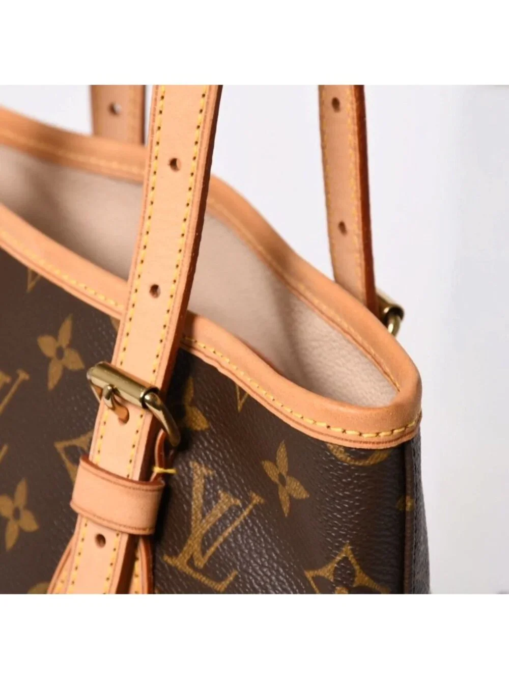 Louis Vuitton Bucket PM Handbag Monogram Brown Leather Gold
